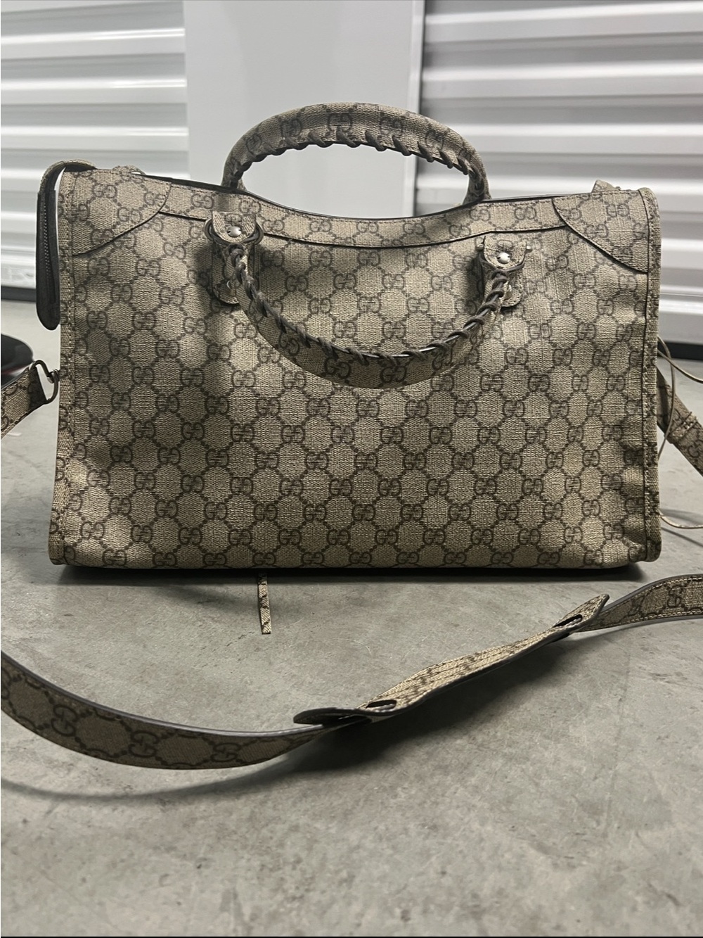 Balenciaga X Gucci GG Supreme Beige Ebony Monogram Neo Classic City Bag. - Picture 5 of 6